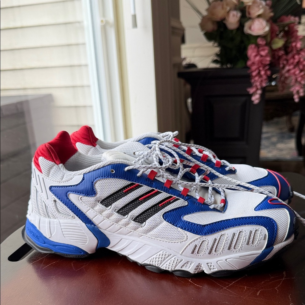 adidas White, Blue & Red Running Sneakers